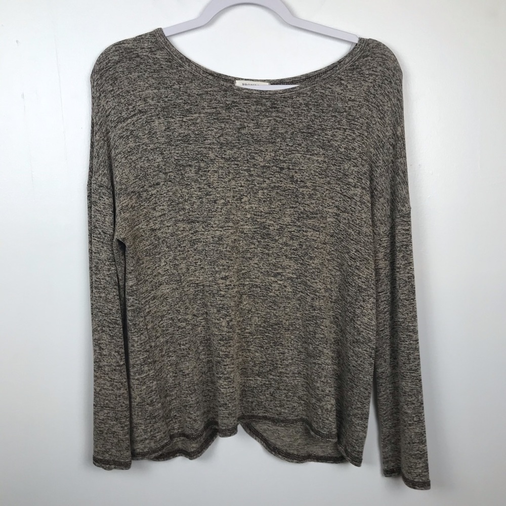 Promesa‎ shirt top split back gray black Women Size Large Comfy Cozy